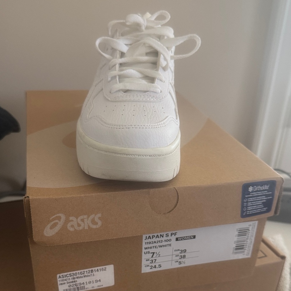 ASICS All-White Platform Sneakers   Japan S PF